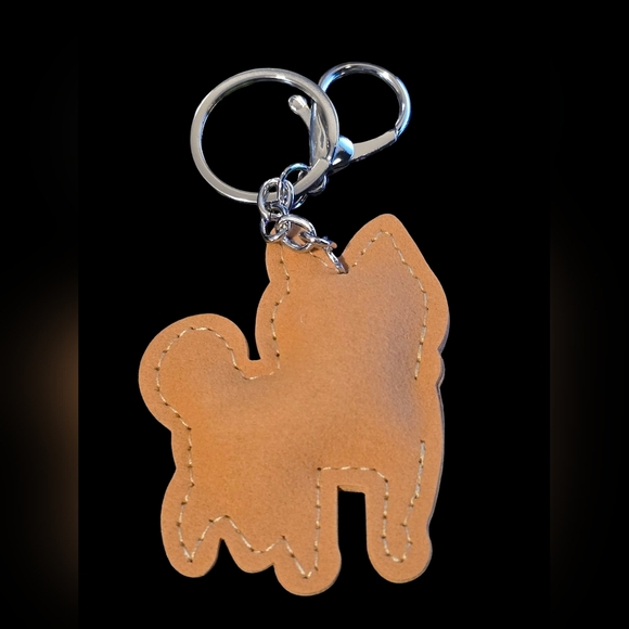 Sparkling Dog Bag Charm Keychain with Silver and Brown Accents - Picture 2 of 2